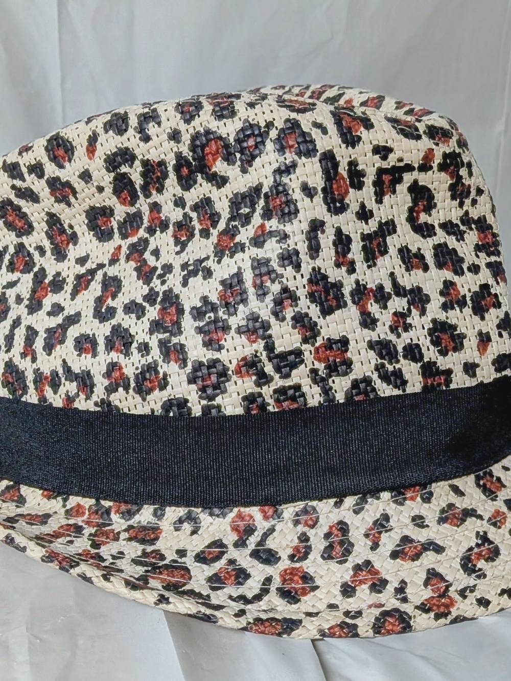 Scala Pronto Women's Animal Print Leopard Paper Straw Trilby Hat OSFA Fedora Hat